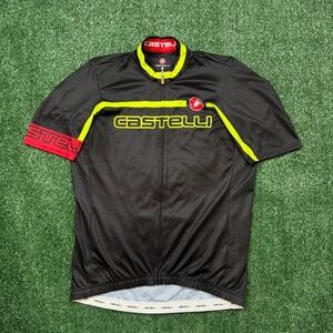 Castelli Jersey Men's Size M Black Full Zip Short Sleeve Biking Cycling Active